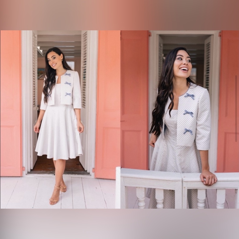 Gal meets Glam Elegant Liliana Dress & Jacket with Blue Accents, 12